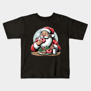 Santa Claus and Christmas Donuts A Joyful Holiday Illustration Kids T-Shirt